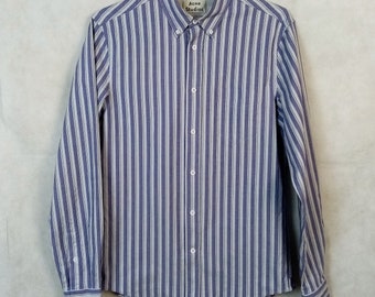 ザラ メンズ ストライプ S ホワイト ボタンダウン シャツ 古着 90s 長袖 ZARA - ザラ ストライプ 長袖 ボタンダウンシャツ XL ホワイト ZARA