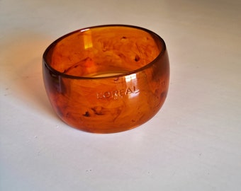 L'Oreal Paris Wide Bracelet Orange Marbled Lucite Chunky Bangle