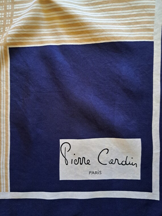 Écharpe En Soie Pierre Cardin Vintage - Bleu Nuit - Dimensions 27x135 Cm - Occasion Portée