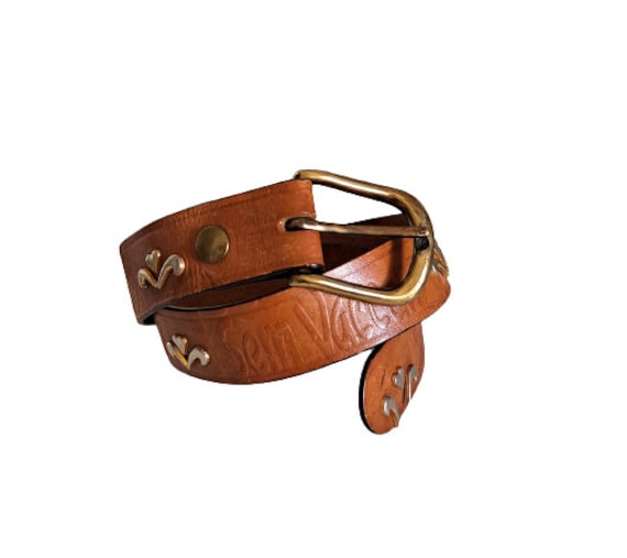 Vintage leather belt with gold details Vintage Snakeskin Leather Belt: 22KT Gold Buckle, Al Berls  main image 3