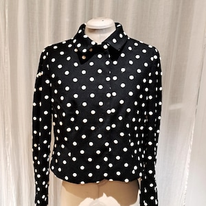 Vintage 90s Moschino Cheap and Chic Black White Polka Dot Wool Jacket