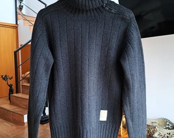 Suéter de lana Diesel vintage: cuello alto con cremallera para hombre, talla L