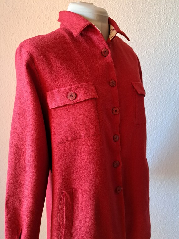 Vintage Burberry London Chemise en laine rouge pour femme avec poches et fentes Chemise de ville a manches longues et fentes pour femme Etsy France