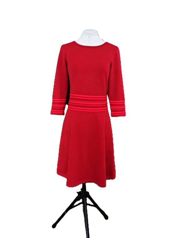 strapless open back dress Alessia Ribbed Knit Midi Dress in Scarlet Red L main image 1