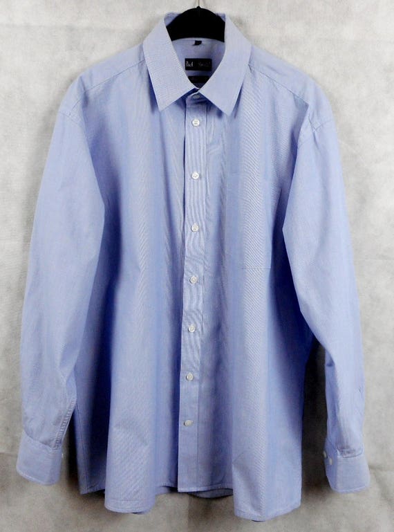 Paul R. Smith Bugelleicht Shirt, Men's Dress Shirt, Blue Cotton Shirt, Long Sleeves, Size 44 Paul R. Smith Bugelleicht Shirt, Men's Dress Shirt, Blue Cotton Shirt, Long Sleeves, Size 44