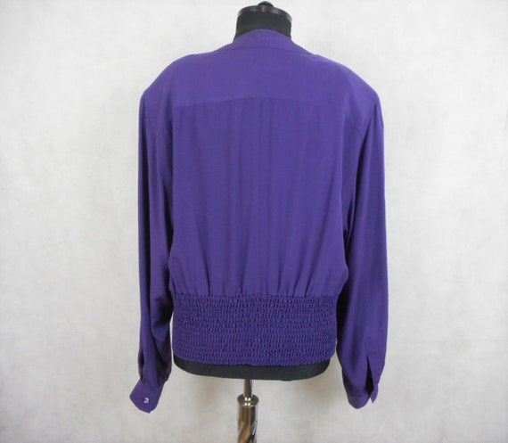 Vintage 90s Silk Jacket Otto Kern Purple Bomber B… - image 6