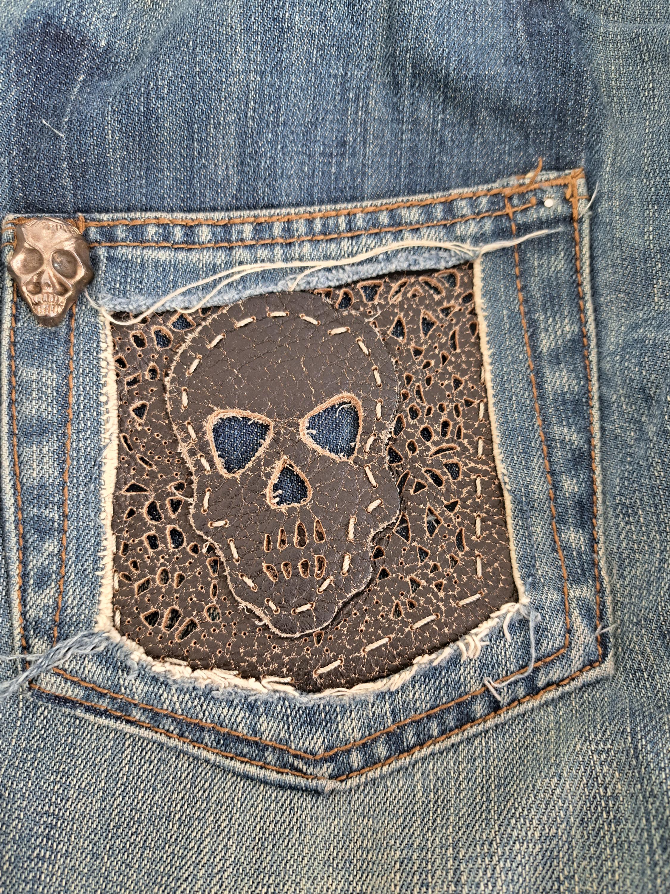 Philipp Plein Blue Jeans Straight Leg Skulls Jeans Vintage Made in