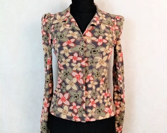 Vintage Kookai Multicolor Floral Print Mesh Shirt Size 1