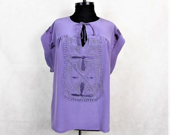 Blouse en soie violette avec broderie, Munthe Plus Simonsen Copenhagen Silk Top, Large