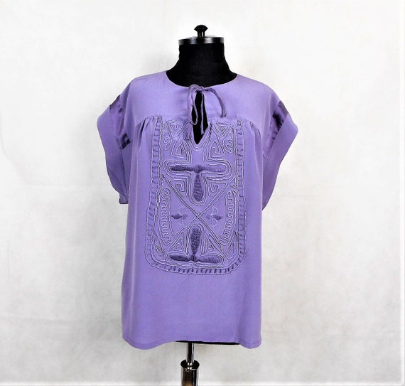 Purple Silk Blouse with Embroidery, Munthe Plus S… - image 1