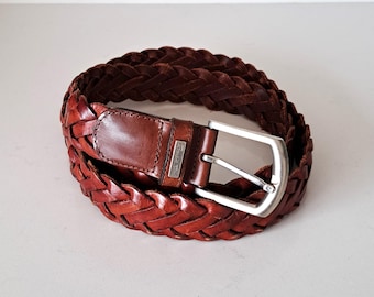 Vintage GAP Braided Woven Leather Belt Slim Narrow Sash 
