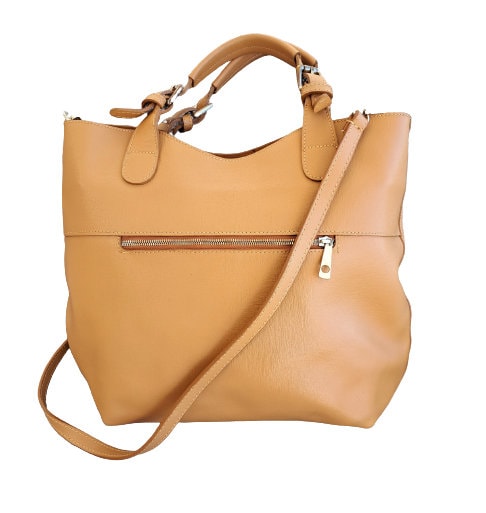 Vera Pelle Brown Leather Purse Made in Italy Small Crossbody Bag Handbag  (TD)