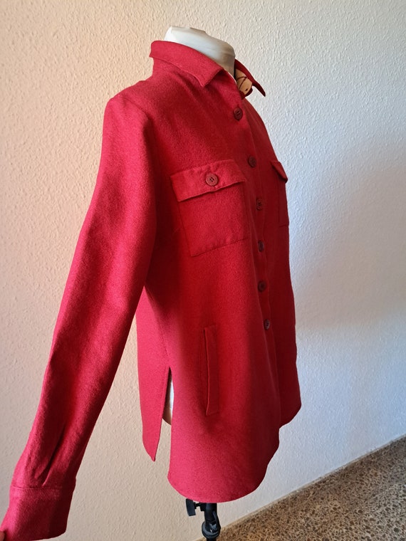 Vintage Burberry London Women's Red Wool Shirt Po… - image 3