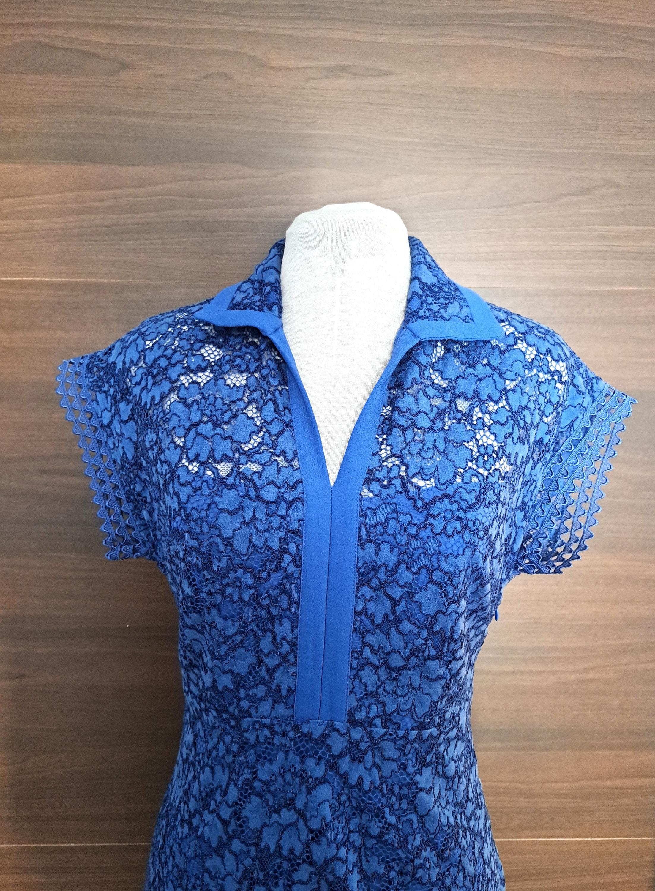 Claudie Pierlot Blue Lace Cotton Blend Dress size S Claudie Pierlot Blue Lace Cotton Blend Dress size S