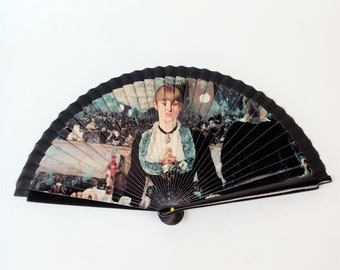 Vintage Spanish Hand Fan Featuring Picture by Edouard Manet