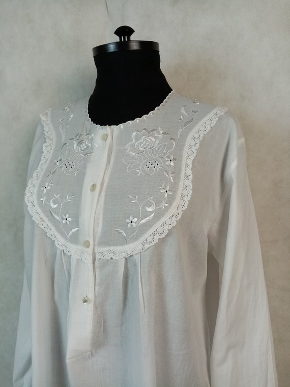 Vintage Cotton Nightdress Embroidered White Night Dress Long - Etsy