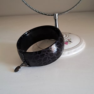 Marc Cain Black Leather Bracelet Wide with Animal Print