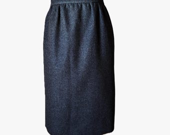 Vintage Celine Paris Wool Skirt Black Pencil with Pockets
