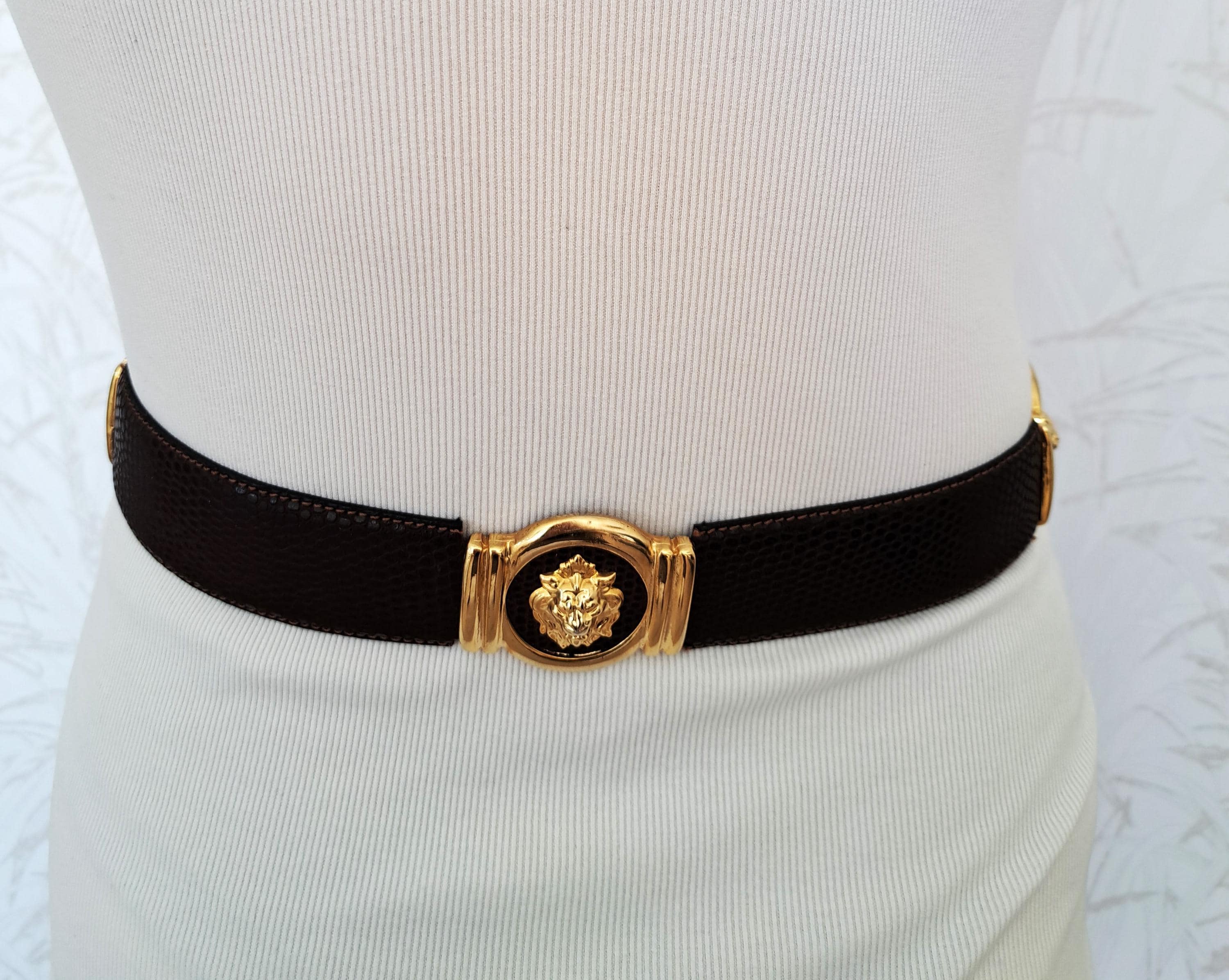 COPY - Lion Head Waist Belt Brand New Genuine Leather. Brown with gold lion Amazon.com: Leather belt with buckle King Lion, Handmade  main image 3
