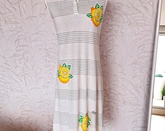 Vintage Fred Perry Polo Dress: 80s White Cotton Lemon Print