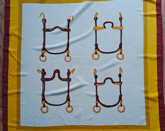 Vintage paardensportsjaal: El Caballo-print, vierkante sjaal van 35 inch