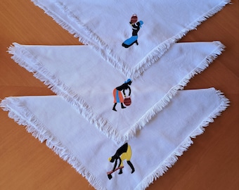 Lot De 3 Napperons Vintage Tissu Amérindien - Déco Table Ethnique