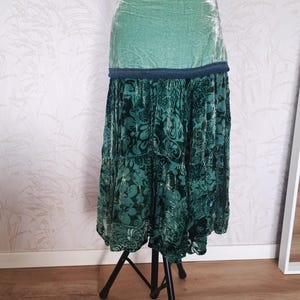 Velvet Burnout Skirt by Roberto Cavalli Class Turquoise Drop Waist Midi Skirt Size 10