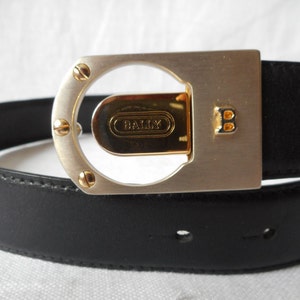 BALLY Black Leather Belt: Italian Pin Buckle, Silver & Gold  display picture 1