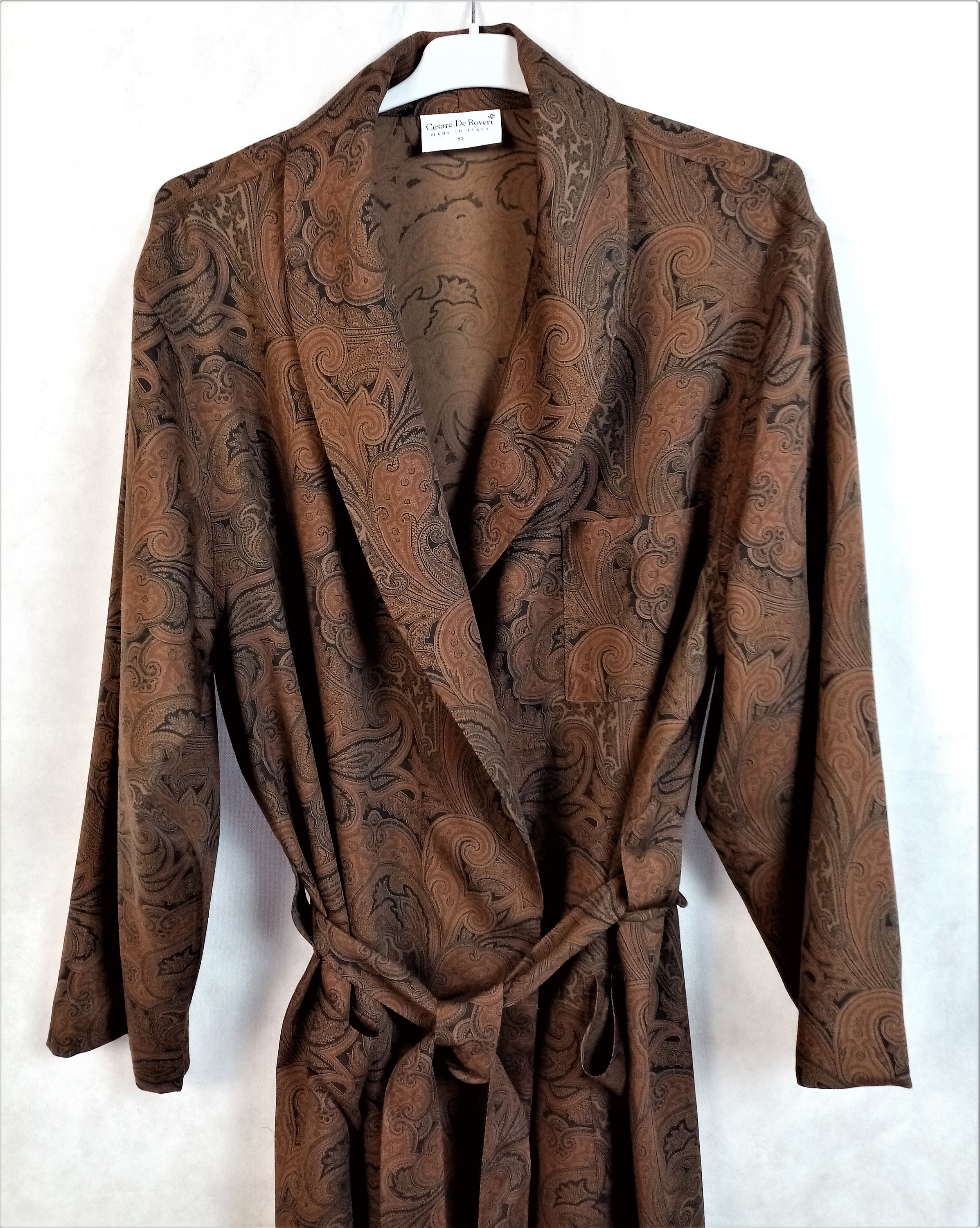 100% Wool Paisley Motif Mens Dressing Gown Robe by Cesare De -  Portugal