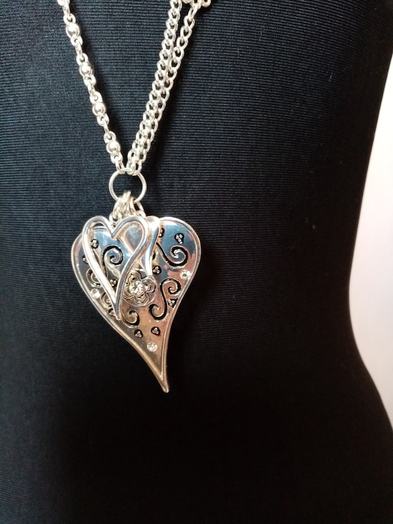 J*e様 CDLTOKYO HeartVintageL/STee HJERTER Hearts Silver Tone Necklace, Vintage 80s Norway Jewelry - Etsy