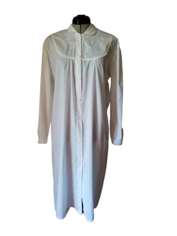Vintage Cotton Nightdress, Embroidered White Slee… - image 3