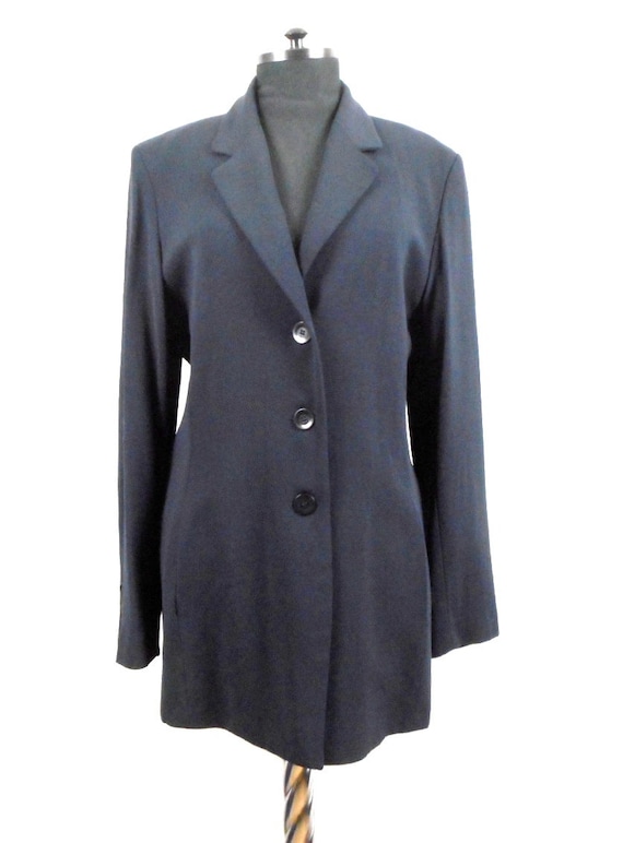Vintage Gerard Darel Black Wool Long Jacket Blazer Size 42 | Etsy
