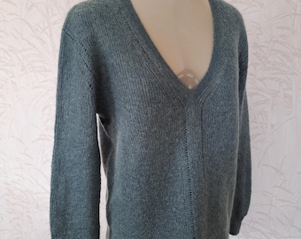 Sweter Comptoir des Cotonniers Sweter z mieszanki moheru, dekolt w serek, długi rękaw, ażurowe detale dzianinowe
