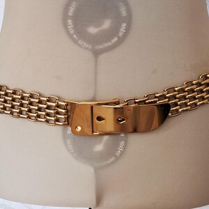Vintage 80\'s metal gold belt Vintage 80s Gold Tone Fish Scale Belt: Rhinestone Floral  main image 4