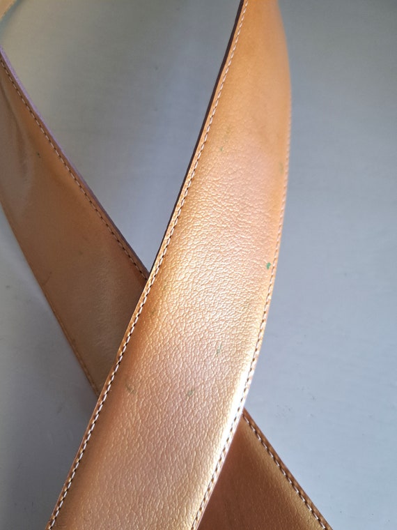 Longchamp Beige Leather Belt With Silver Monogram Buckle (91  display picture 1