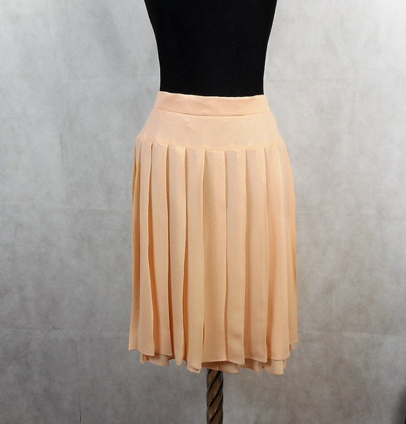 Rena Lange Vintage Skirt, Pleated Silk Skirt, Pea… - image 2