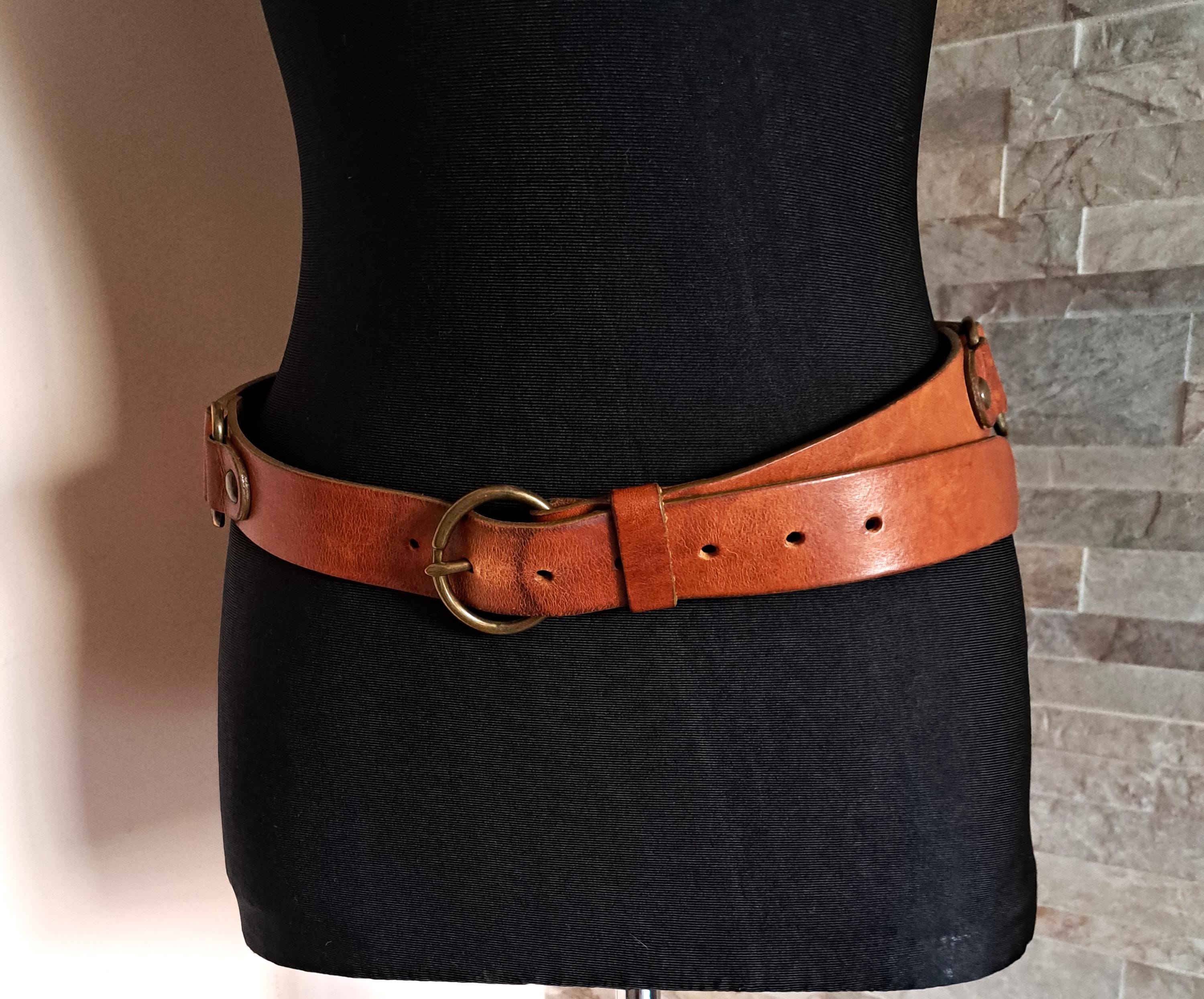 Weekend Max Mara Cream and Black Polka-Perforated Leather Belt Max Mara Weekend Vintage Brown Leather Floral Perforated  main image 2