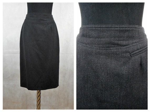 Vintage 90's Karl Lagerfeld Skirt,  Black Wool Cl… - image 1
