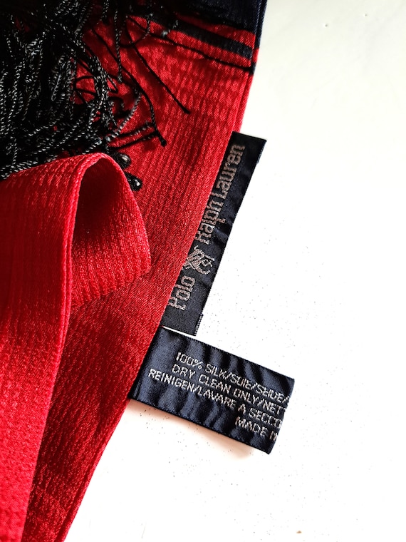 Vintage Polo Ralph Lauren Silk Scarf: Martini Bear Plaid, Fringed