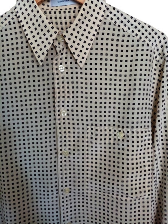 Chemise Homme Umberto Ferrari Italie - Taille M (15.5) - Coton Extra-fin Rayures Zig-zag Ivoire