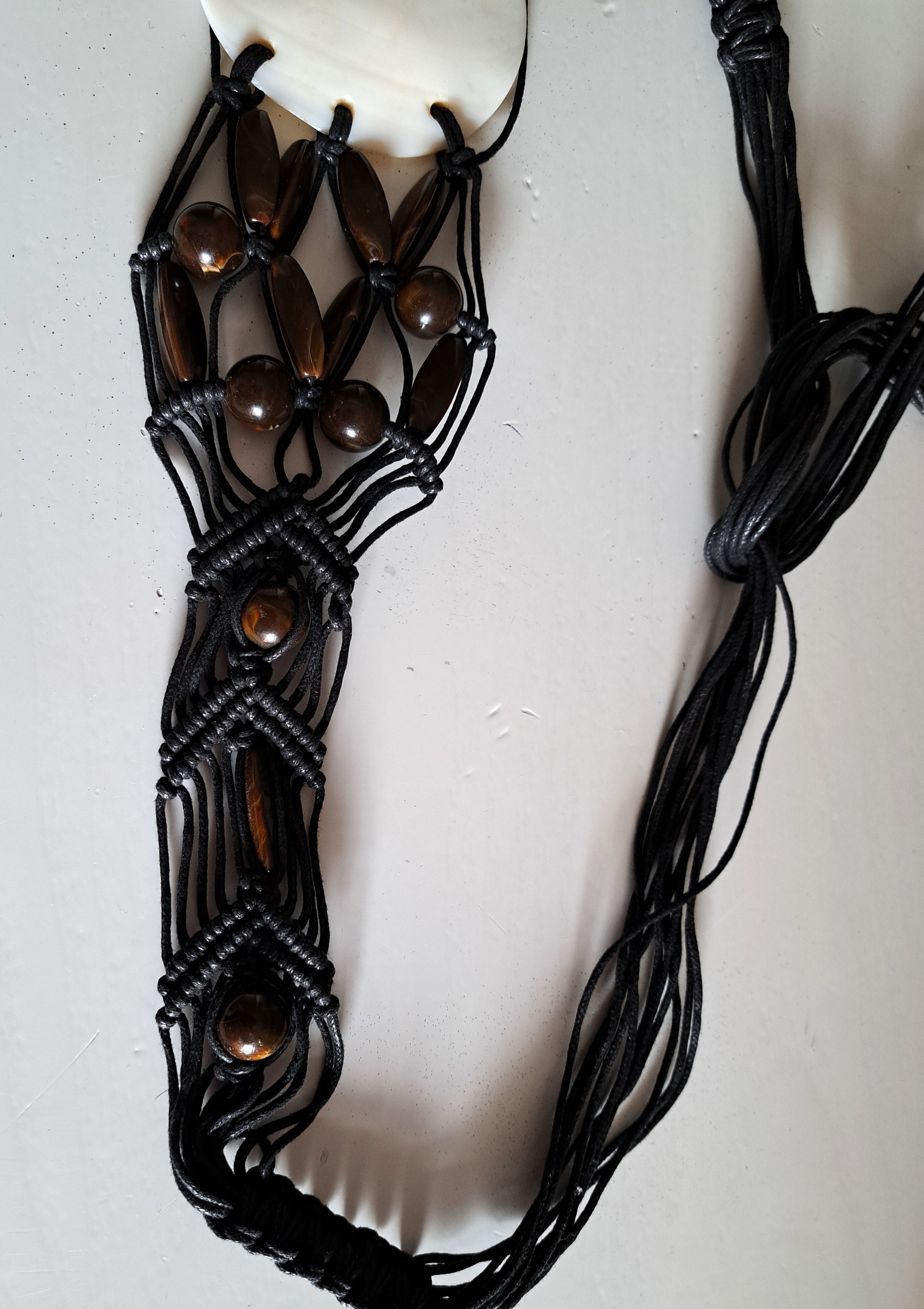 Vintage Hand Made Hipster Belt  With Mother of Pearl Shell Accent and Black Cord Mother of Pearl Vintage Belts for sale | eBay main image 4