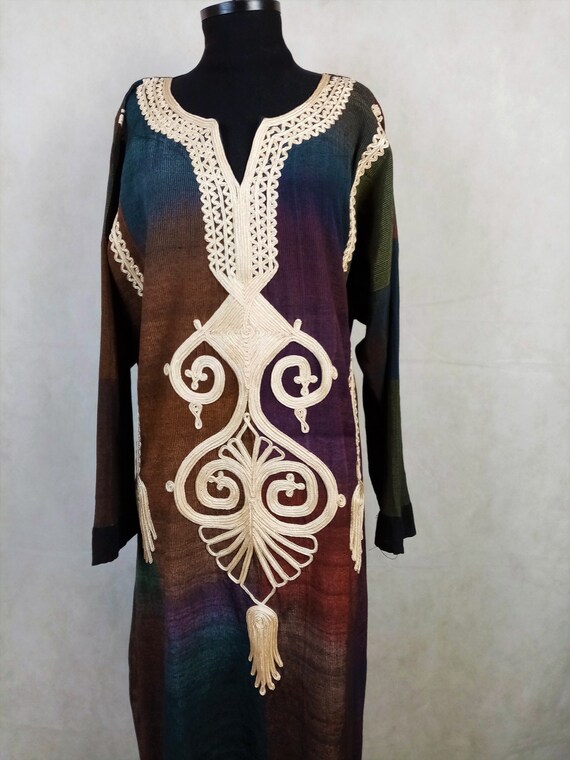 Vintage Authentic Egyptian Cotton Caftan Robe Dres
