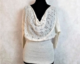 Vintage White Mohair Lace Knitted Top/Sweater