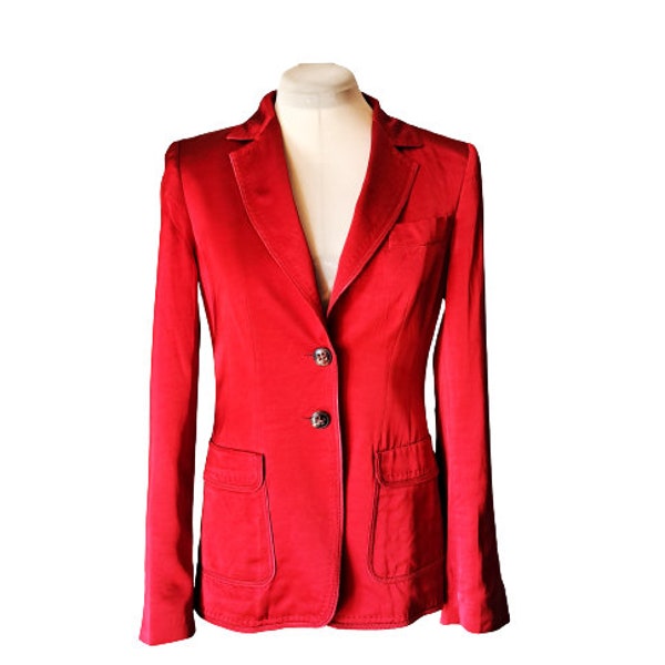 Veste femme Escada vintage Blazer ajusté rouge en viscose Small