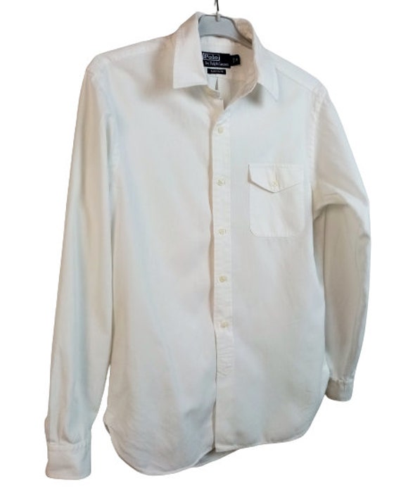 Vintage Polo Ralph Lauren Men s Shirt White Linen and Cotton