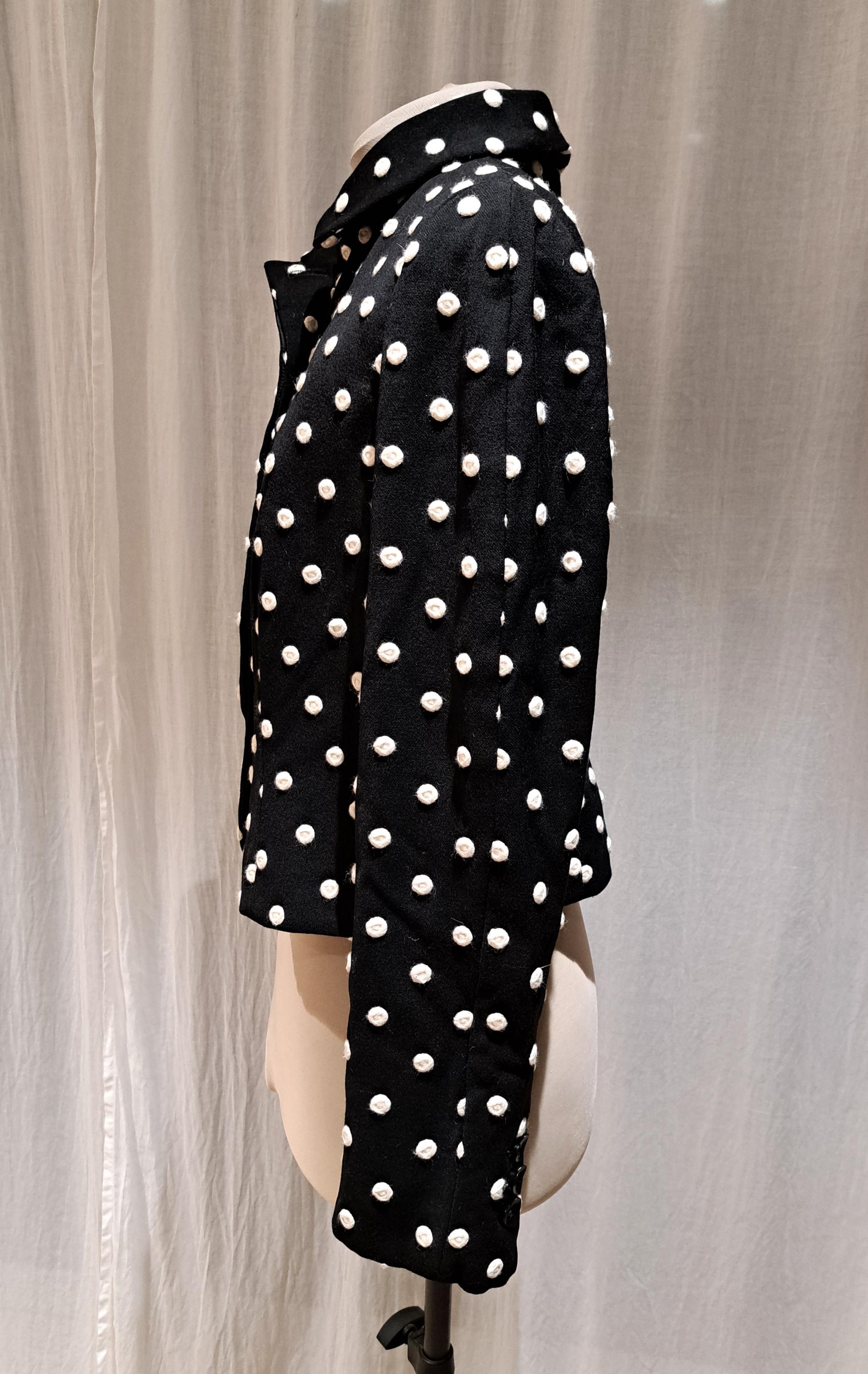 Vintage 90s Moschino Cheap and Chic Black White Polka Dot Wool