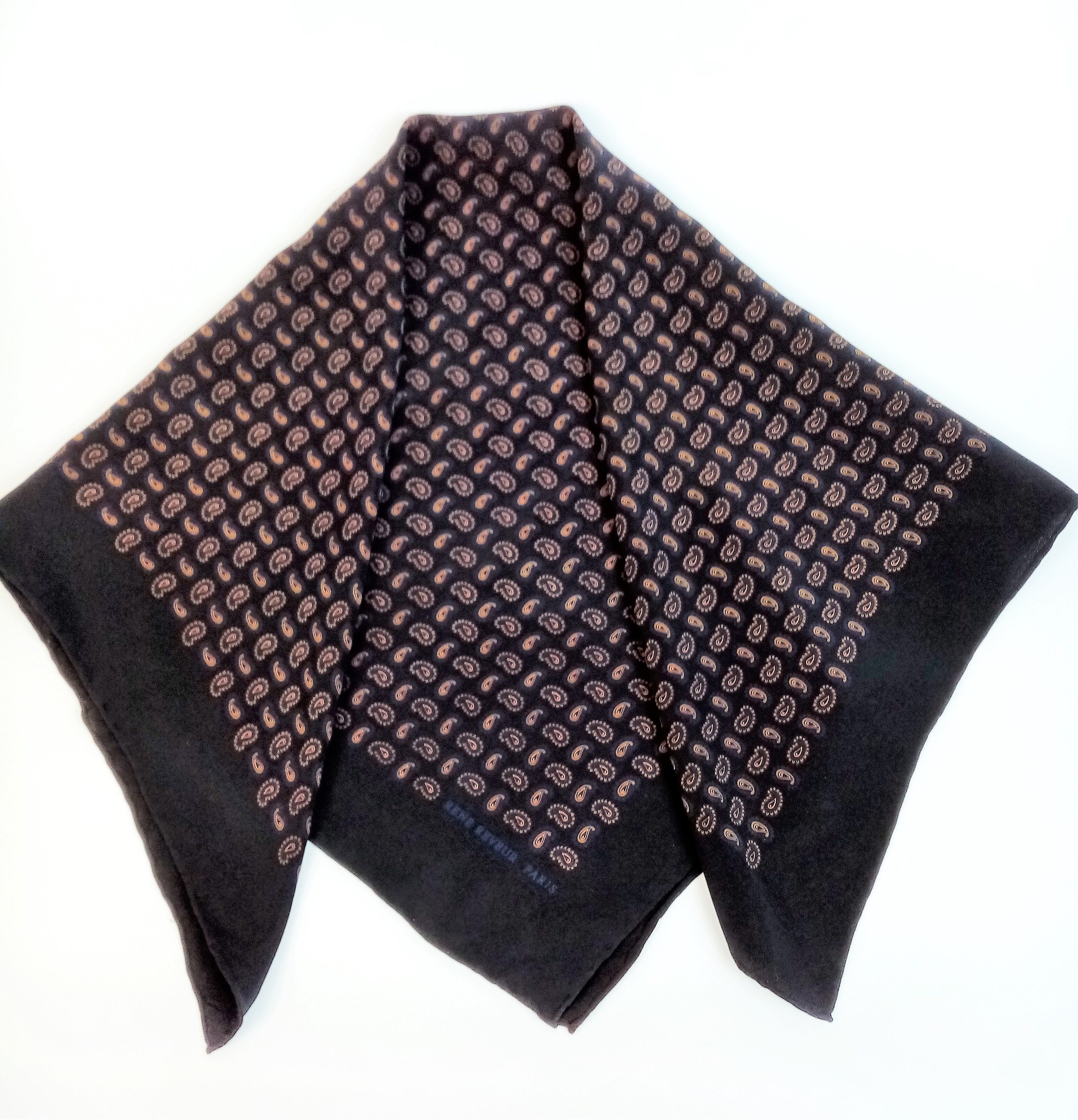 Vintage Rene Reveur Silk Scarf: Navy Blue Paisley Pocket Square - Etsy