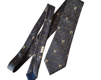 Cravate Hermes vintage pour homme en bleu beige