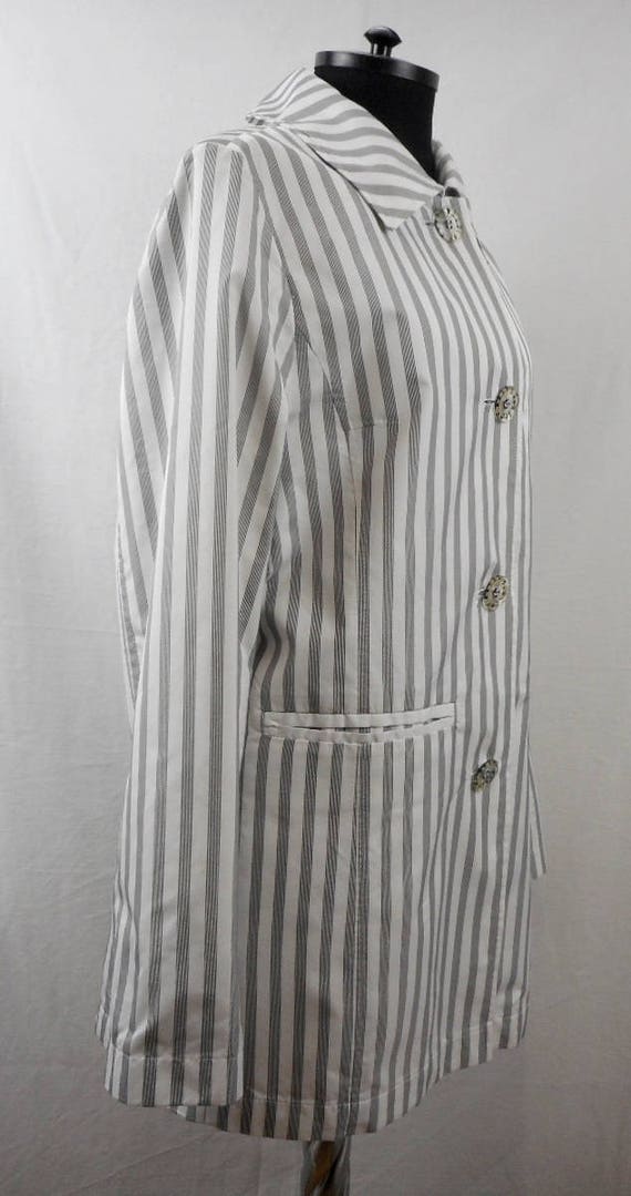Vintage Betty Barclay Jacket Black & White Stripe… - image 3