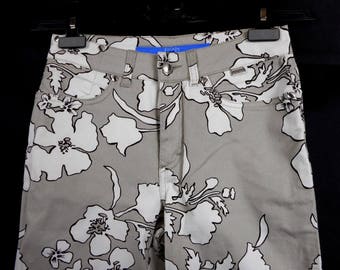 Vintage 90s Escada Sport Floral Pants: Beige White Print, Size 34